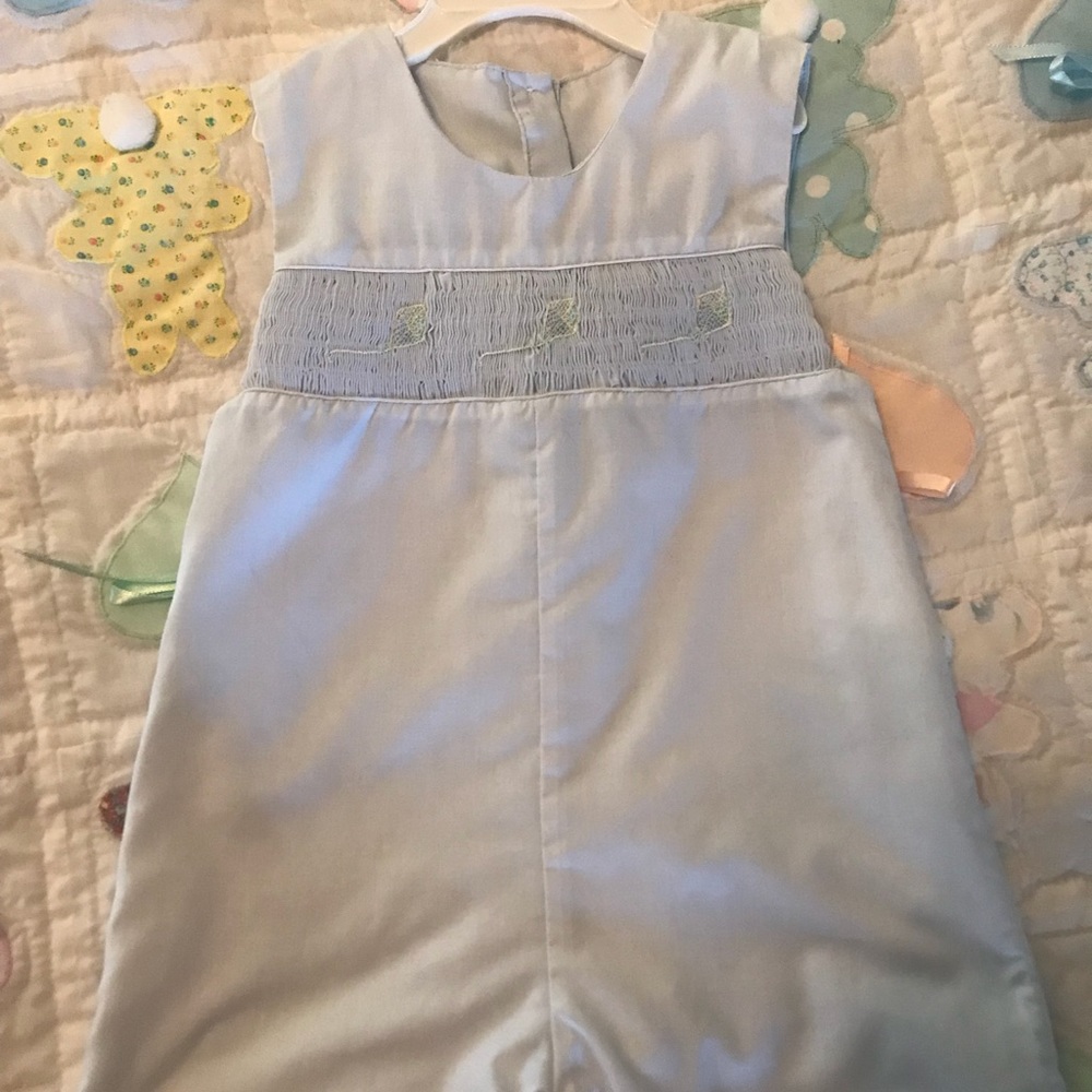 4t Vintage Kite smocked baby blue  shortall